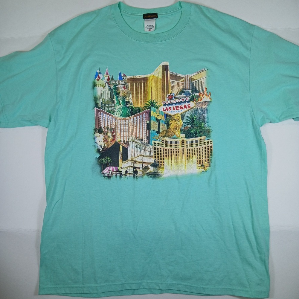 MGM Mirage TShirt Mens Size 2X Teal Green Luxor‎ Las Vegas Strip Casino